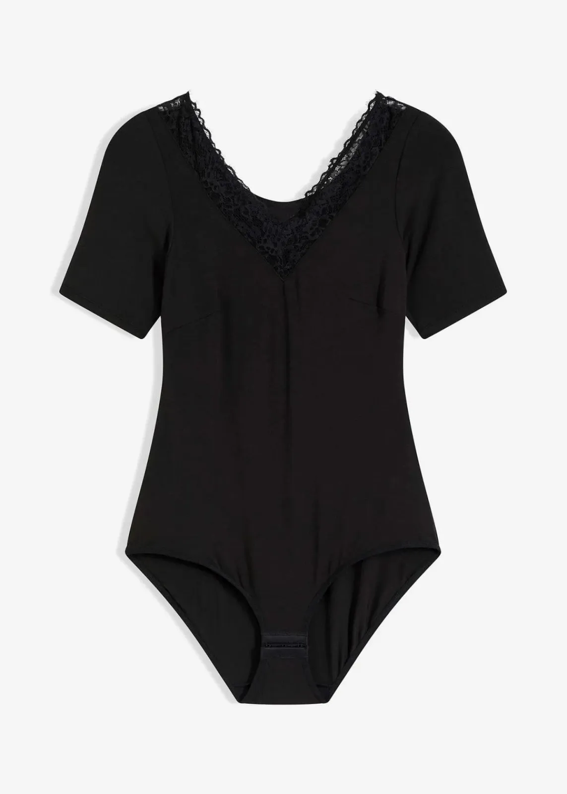 bonprix Bodies|Wäsche·Bodies^Halbarm-Body aus Modal mit Spitze schwarz