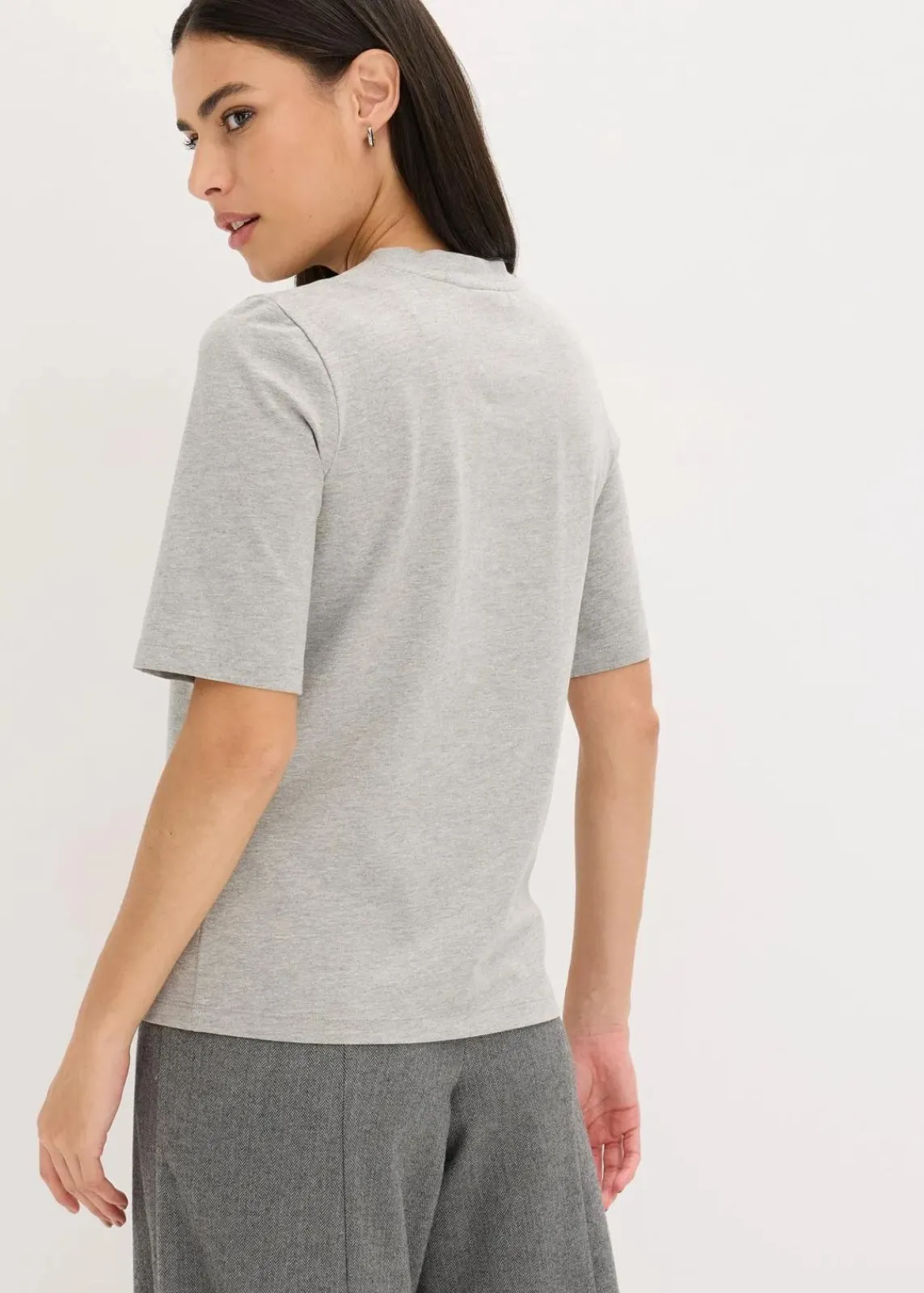 bonprix Shirts & Tops^Halbarmshirt mit Pailetten und Druck hellgrau meliert