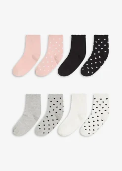bonprix Mehrfachpacks|Mädchen·Strümpfe^Halbsocken mit Bio-Baumwolle (8er Pack) schwarz + hellgrau meliert + weiß + zartrosa