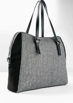 bonprix Taschen^Handtasche schwarz/grau