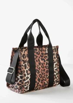 bonprix Taschen^Handtasche schwarz/beige leo bedruckt