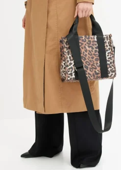 bonprix Taschen^Handtasche schwarz/beige leo bedruckt