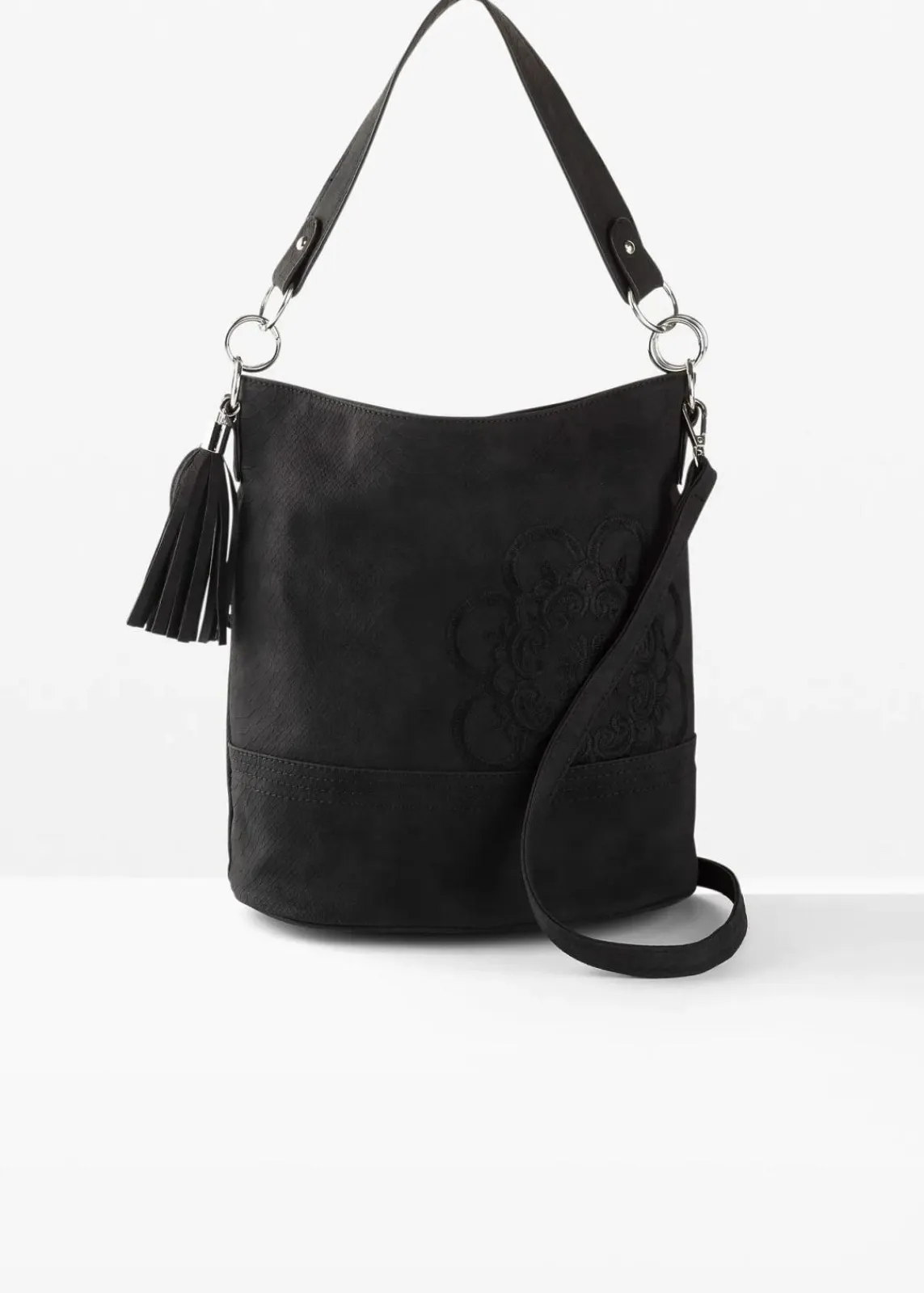 bonprix Taschen^Handtasche mit Stickerei schwarz