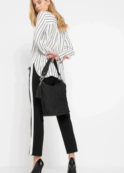 bonprix Taschen^Handtasche mit Stickerei schwarz