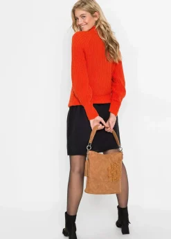bonprix Taschen^Handtasche mit Stickerei cognac