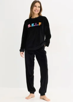 bonprix Wäsche·Homewear|Wäsche·Nachtwäsche^Hausanzug aus Samt schwarz