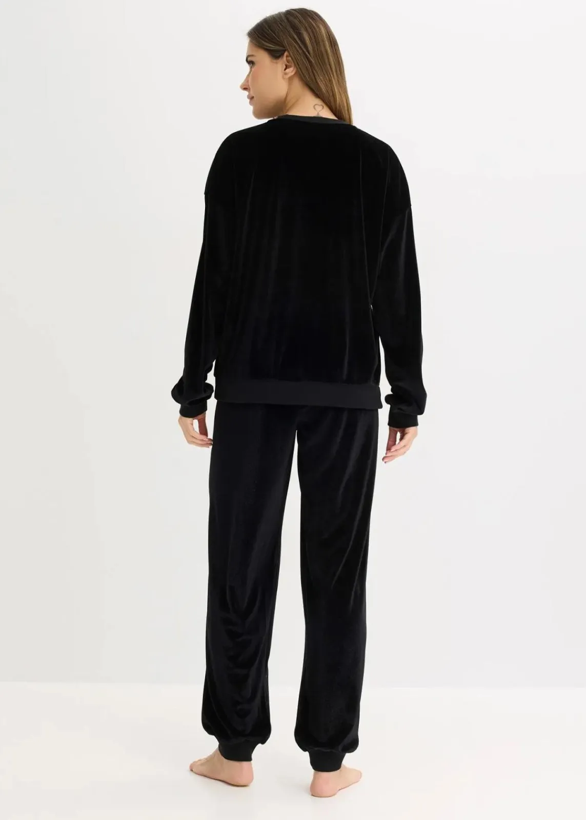 bonprix Wäsche·Homewear|Wäsche·Nachtwäsche^Hausanzug aus Samt schwarz