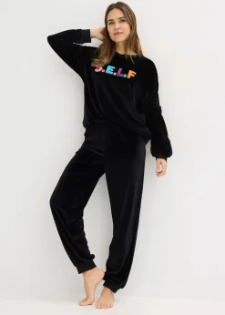 bonprix Wäsche·Homewear|Wäsche·Nachtwäsche^Hausanzug aus Samt schwarz