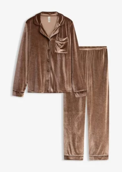bonprix Wäsche·Homewear|Wäsche·Nachtwäsche^Hausanzug aus Samt maronenbraun