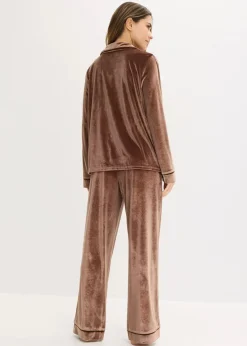 bonprix Wäsche·Homewear|Wäsche·Nachtwäsche^Hausanzug aus Samt maronenbraun