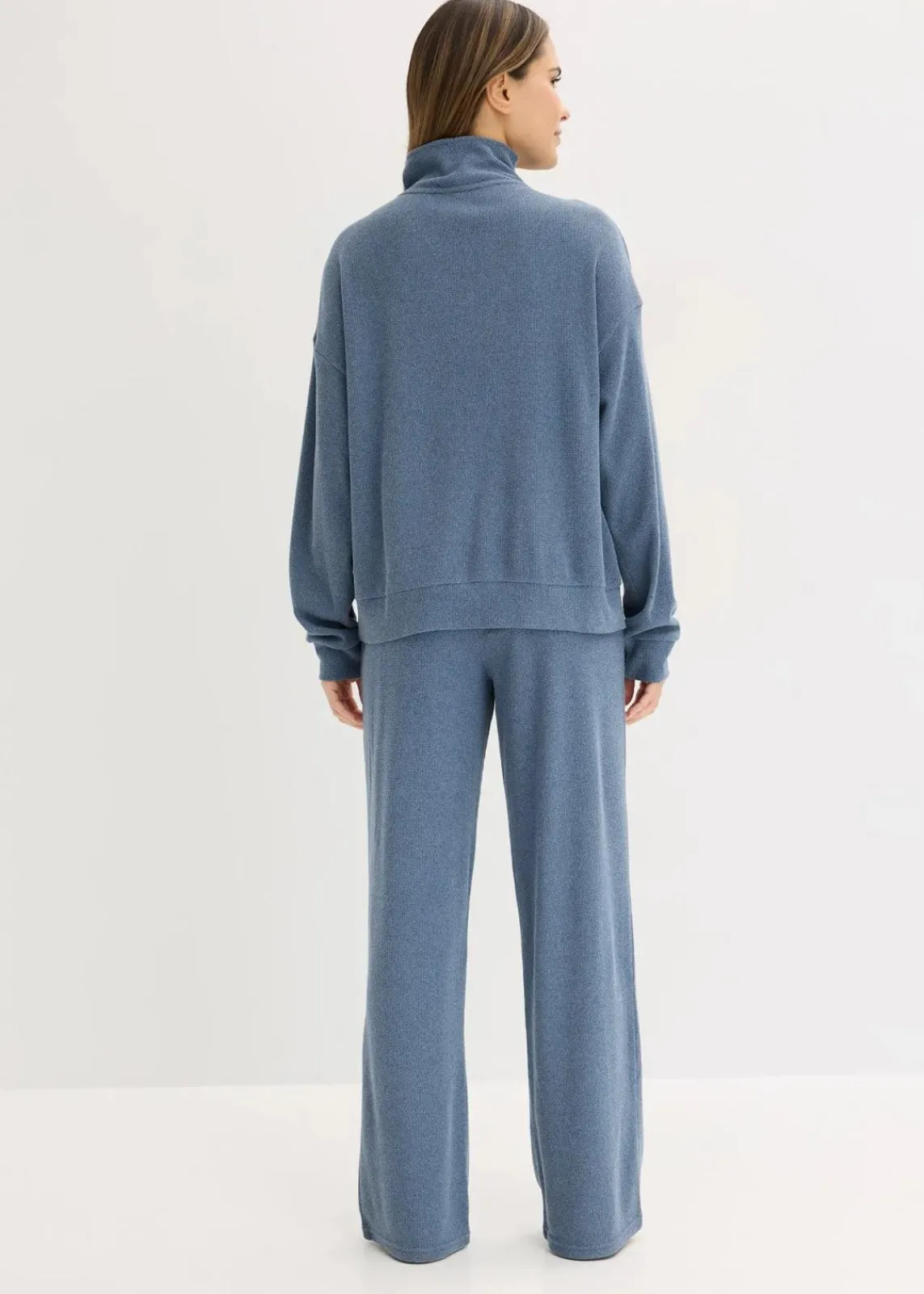 bonprix Wäsche·Homewear|Wäsche·Nachtwäsche^Hausanzug aus softem Waffeljersey dunkelblau meliert