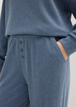 bonprix Wäsche·Homewear|Wäsche·Nachtwäsche^Hausanzug aus softem Waffeljersey dunkelblau meliert