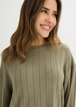 bonprix Wäsche·Homewear|Wäsche·Nachtwäsche^Hausanzug aus weicher Rippe oliv