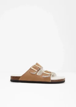 bonprix Hausschuhe|Gefütterte Winterschuhe^Hausschuhe braun/weiß