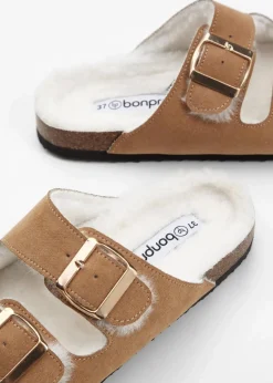 bonprix Hausschuhe|Gefütterte Winterschuhe^Hausschuhe braun/weiß