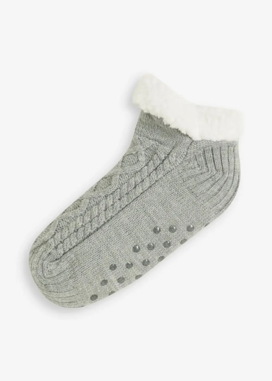 bonprix Homewear|Socken & Strumpfhosen^Hausssocken mit Zopfmuster, Teddyfutter und Antirutschsohle hellgrau meliert