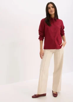 bonprix Blusen & Tuniken|Bekleidung·Jacken & Mäntel^Hemdbluse pflaumenrot
