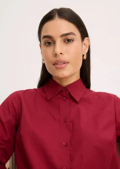 bonprix Blusen & Tuniken|Bekleidung·Jacken & Mäntel^Hemdbluse pflaumenrot