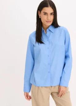 bonprix Blusen & Tuniken|Bekleidung·Jacken & Mäntel^Hemdbluse mittelblau
