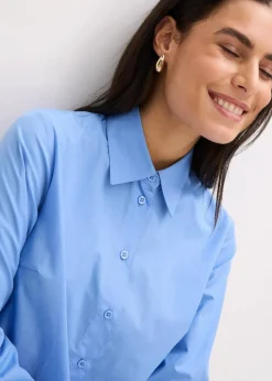 bonprix Blusen & Tuniken|Bekleidung·Jacken & Mäntel^Hemdbluse mittelblau