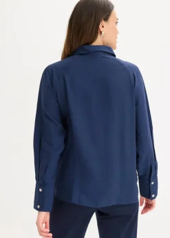 bonprix Bekleidung·Jacken & Mäntel|Blusen & Tuniken^Hemdbluse dunkelblau