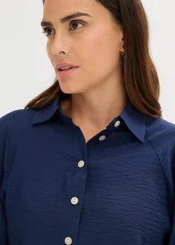 bonprix Bekleidung·Jacken & Mäntel|Blusen & Tuniken^Hemdbluse dunkelblau