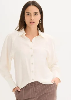 bonprix Blusen & Tuniken|Bekleidung·Jacken & Mäntel^Hemdbluse wollweiß