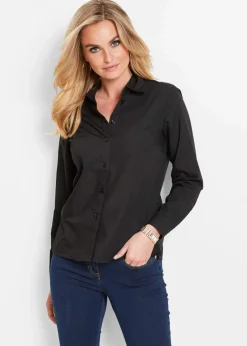 bonprix Blusen & Tuniken|Bekleidung·Jacken & Mäntel^Hemdbluse schwarz