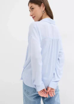 bonprix Bekleidung·Jacken & Mäntel|Blusen & Tuniken^Hemdbluse aus fließendem Satin zartblau