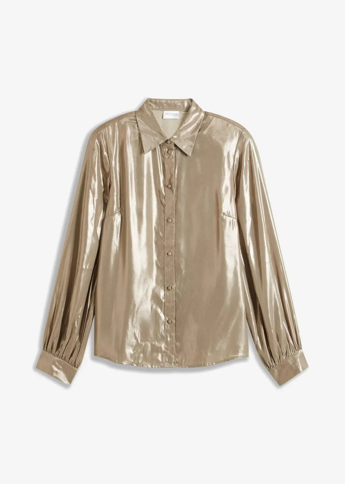 bonprix Blusen & Tuniken|Bekleidung·Jacken & Mäntel^Hemdbluse aus glänzendem Satin hellgold metallic