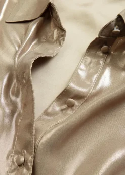 bonprix Blusen & Tuniken|Bekleidung·Jacken & Mäntel^Hemdbluse aus glänzendem Satin hellgold metallic