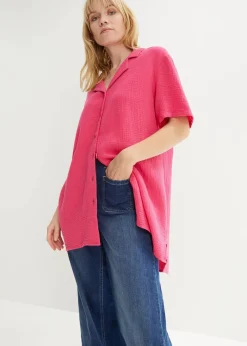 bonprix Nachhaltigere Materialien|Blusen & Tuniken^Hemdbluse aus Musselin dunkelpink