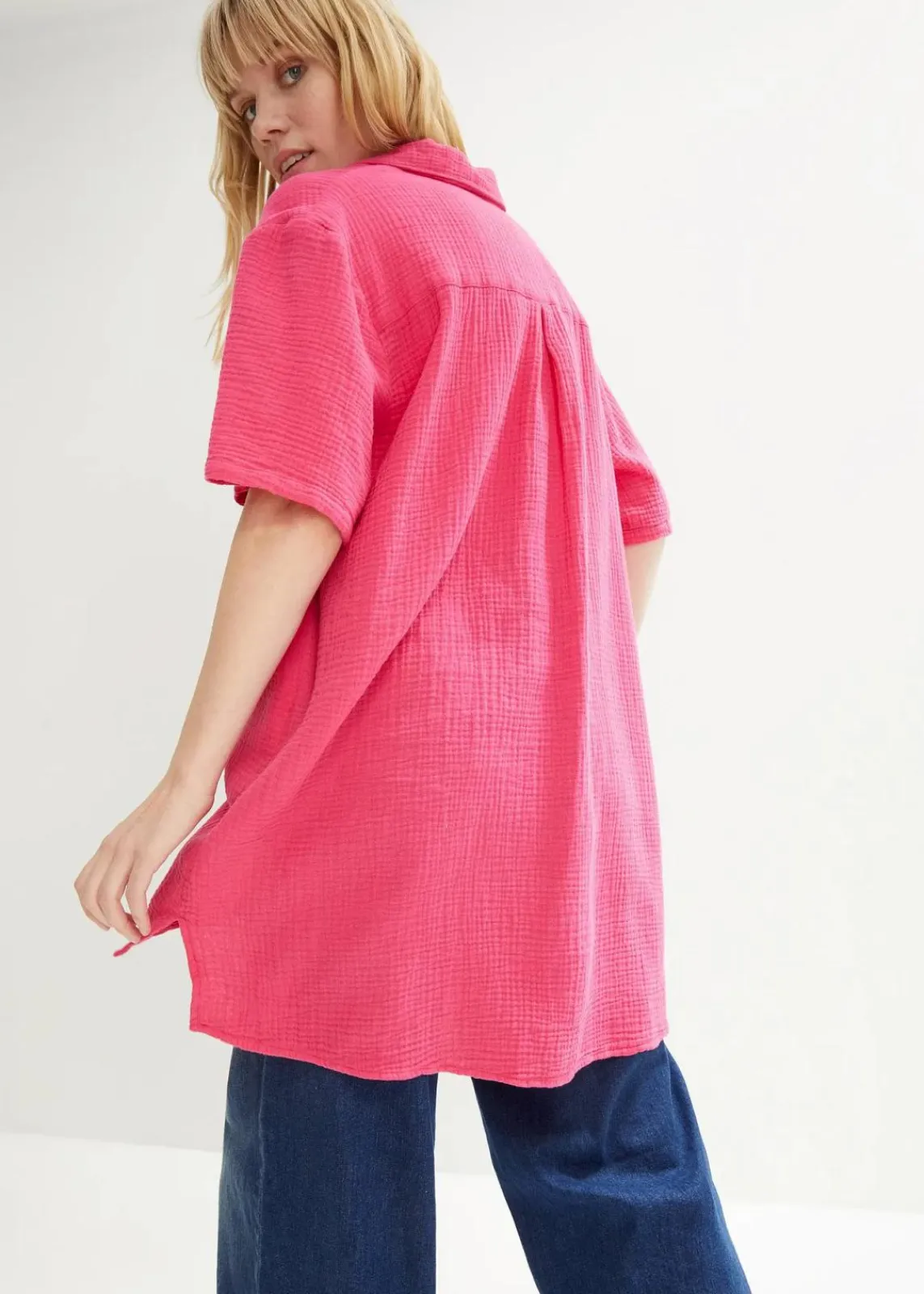 bonprix Nachhaltigere Materialien|Blusen & Tuniken^Hemdbluse aus Musselin dunkelpink