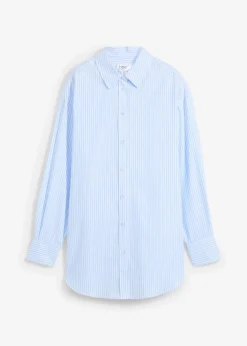bonprix Bekleidung·Jacken & Mäntel|Blusen & Tuniken^Hemdbluse aus reiner Baumwolle hellblau/weiß gestreift
