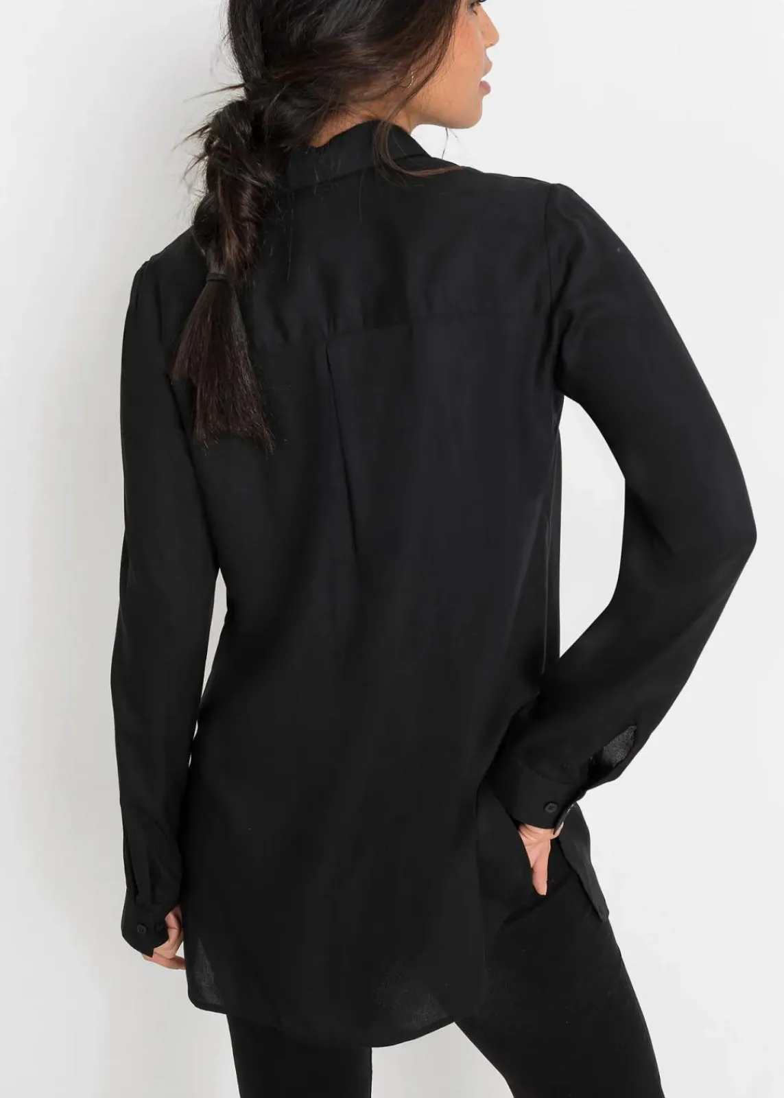 bonprix Bekleidung·Jacken & Mäntel|Nachhaltigere Materialien^Hemdbluse aus softer Viskose schwarz