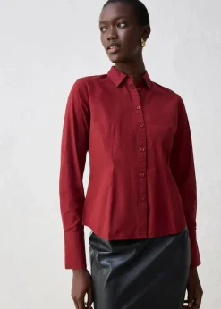 bonprix Blusen & Tuniken|Bekleidung·Jacken & Mäntel^Hemdbluse mit Seidenanteil kastanienrot