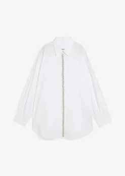 bonprix Blusen & Tuniken^Hemdbluse mit Strass-Applikation weiß