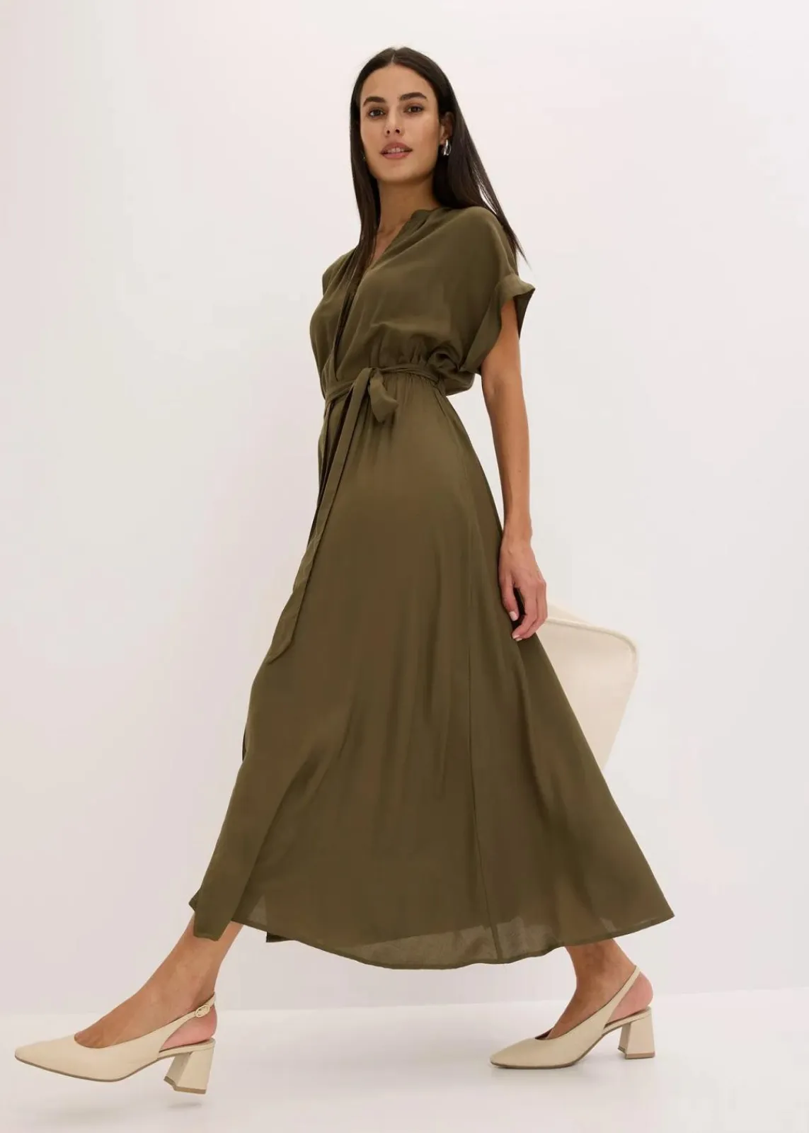 bonprix Kleider|Bekleidung·Pullover & Strickjacken^Hemdblusenkleid dunkeloliv