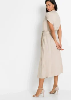 bonprix Kleider|Bekleidung·Pullover & Strickjacken^Hemdblusenkleid beige
