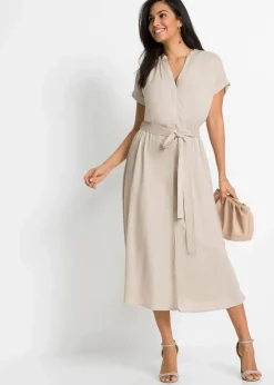 bonprix Kleider|Bekleidung·Pullover & Strickjacken^Hemdblusenkleid beige