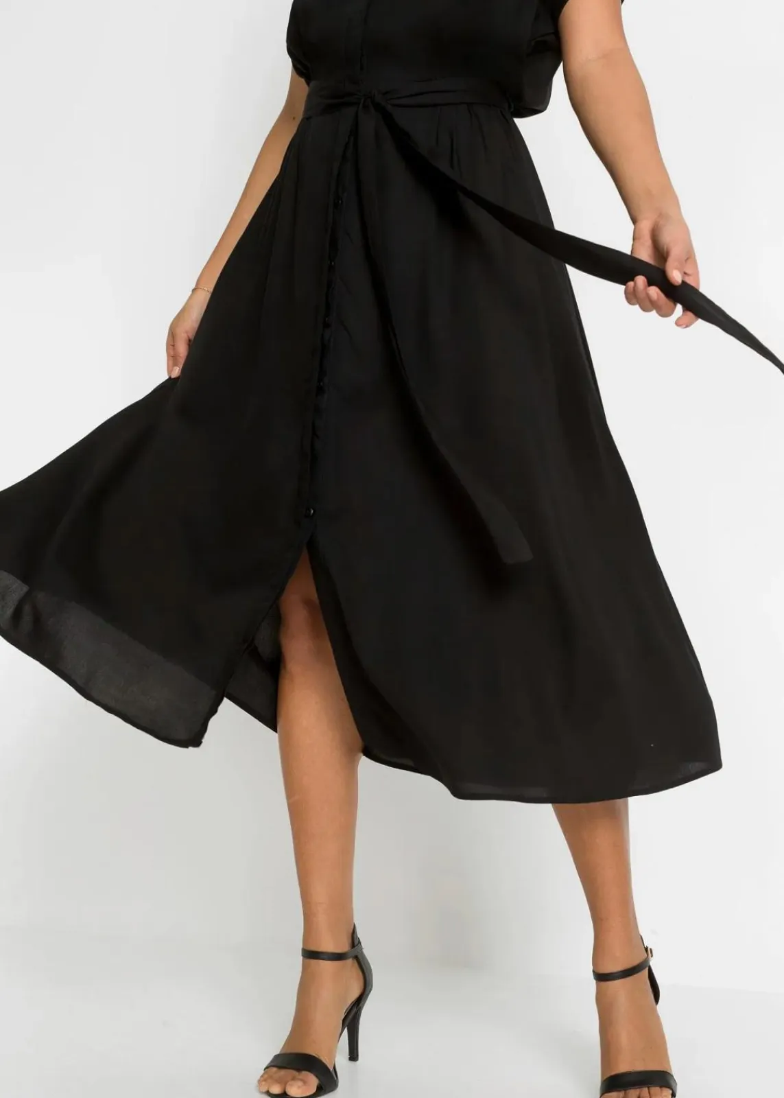 bonprix Bekleidung·Pullover & Strickjacken|Kleider^Hemdblusenkleid schwarz
