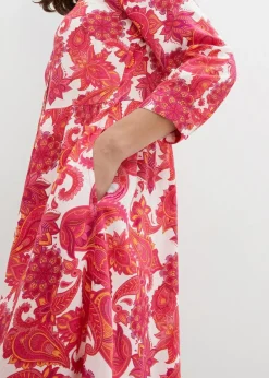 bonprix Bekleidung·Pullover & Strickjacken|Kleider^Hemdblusenkleid aus fließender Viskose pinklady bedruckt