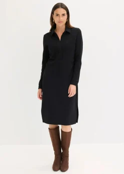 bonprix Kleider|Bekleidung·Pullover & Strickjacken^Hemdblusenkleid aus Punto di Roma schwarz