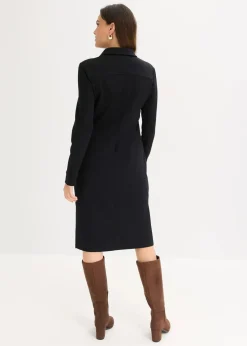bonprix Kleider|Bekleidung·Pullover & Strickjacken^Hemdblusenkleid aus Punto di Roma schwarz
