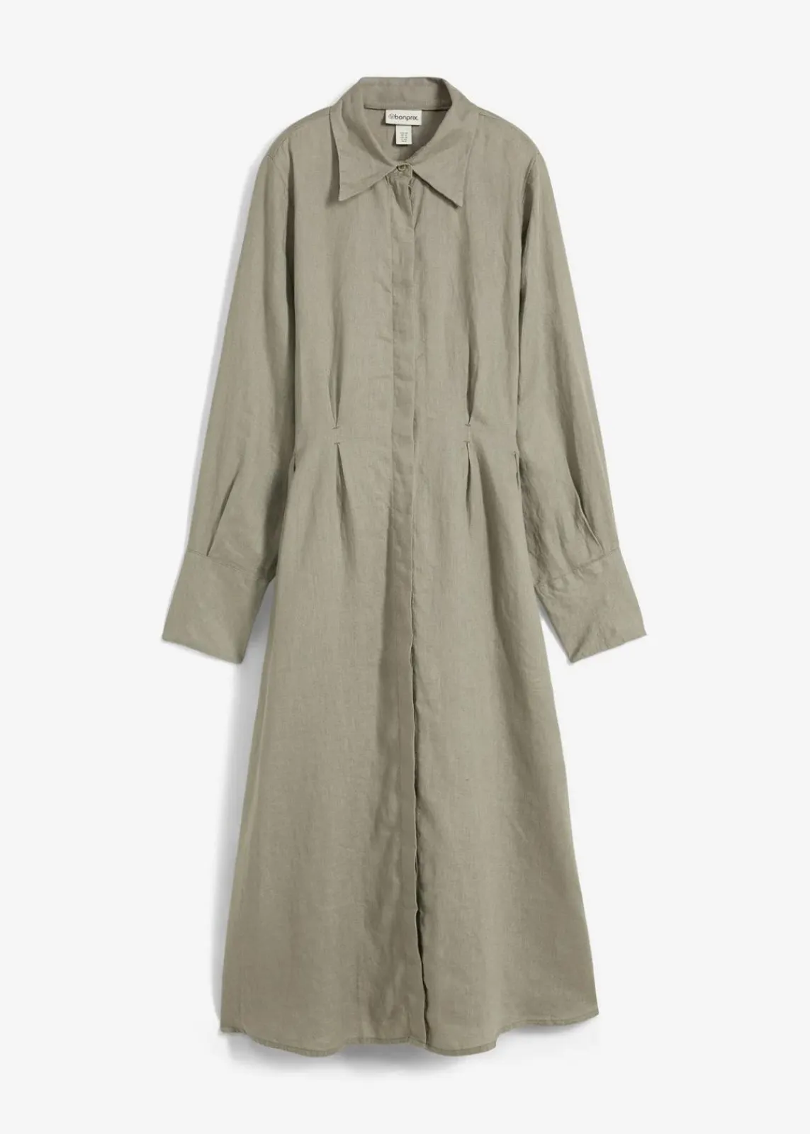 bonprix Bekleidung·Pullover & Strickjacken|Kleider^Hemdblusenkleid aus reinem Leinen new khaki