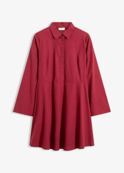 bonprix Kleider|Nachhaltigere Materialien^Hemdblusenkleid aus reiner Baumwolle pflaumenrot