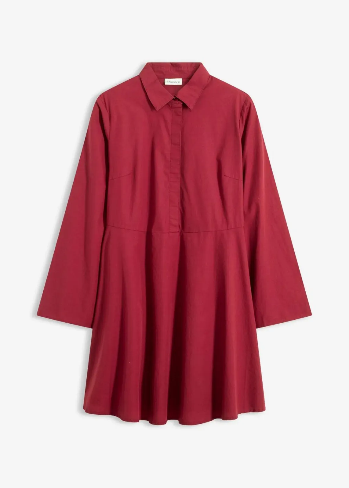 bonprix Kleider|Nachhaltigere Materialien^Hemdblusenkleid aus reiner Baumwolle pflaumenrot