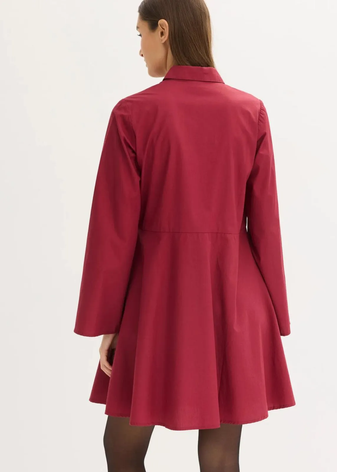 bonprix Kleider|Nachhaltigere Materialien^Hemdblusenkleid aus reiner Baumwolle pflaumenrot