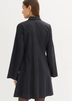 bonprix Bekleidung·Pullover & Strickjacken|Nachhaltigere Materialien^Hemdblusenkleid aus reiner Baumwolle schwarz