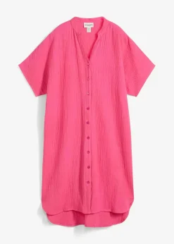 bonprix Kleider|Bekleidung·Pullover & Strickjacken^Hemdblusenkleid aus reiner Baumwolle dunkelpink